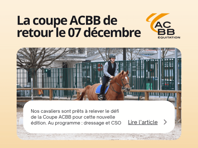La Coupe ACBB : le challenge interne de l’ACBB Équitation revient le 7 décembre&nbsp;!