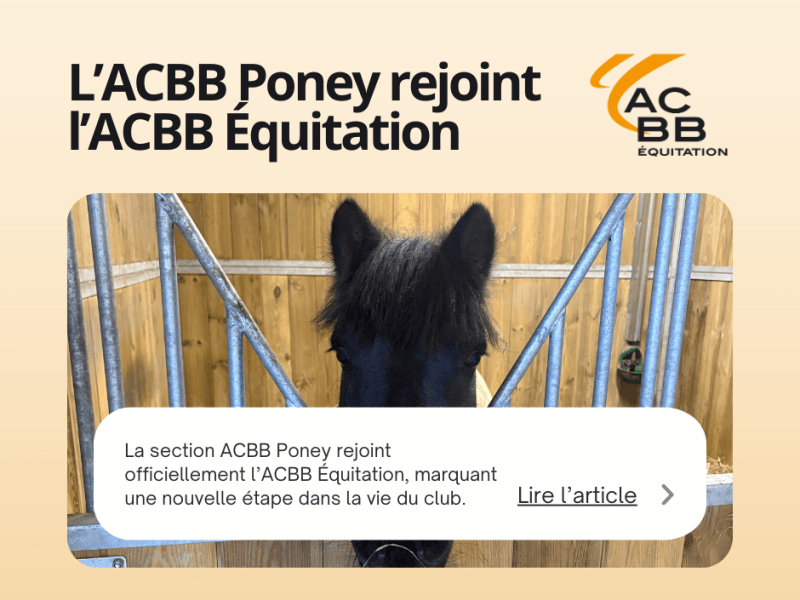 L’ACBB Poney rejoint l’ACBB Équitation : une fusion au service des cavaliers&nbsp;!